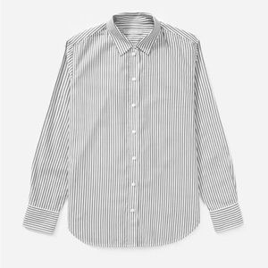 Everlane Silky Cotton Relaxed Shirt Grey/White Size 0